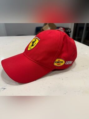 Scuderia Ferrari Cap Official License Pennzoil Red Vintage Strap Back Hat